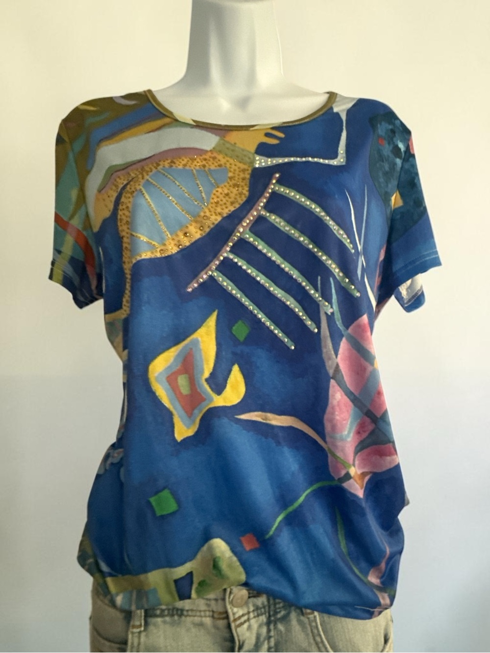 Women's Blue Abstract Short Sleeve Tee by Esprit - Picture 4 of 7